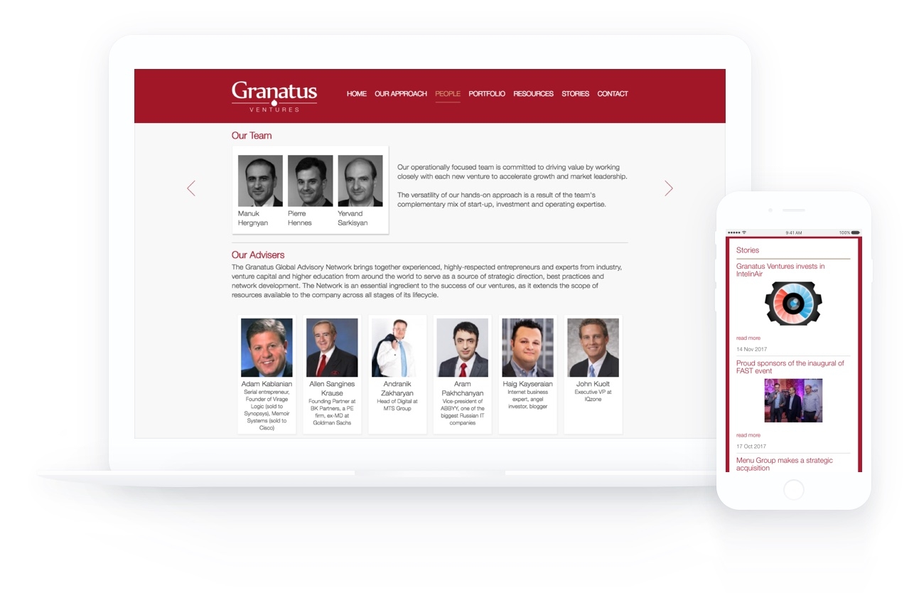 Granatus Ventures Responsive Layout